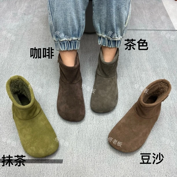 108089 纯皮软底棉里时尚洋气百搭复古休闲雪地靴