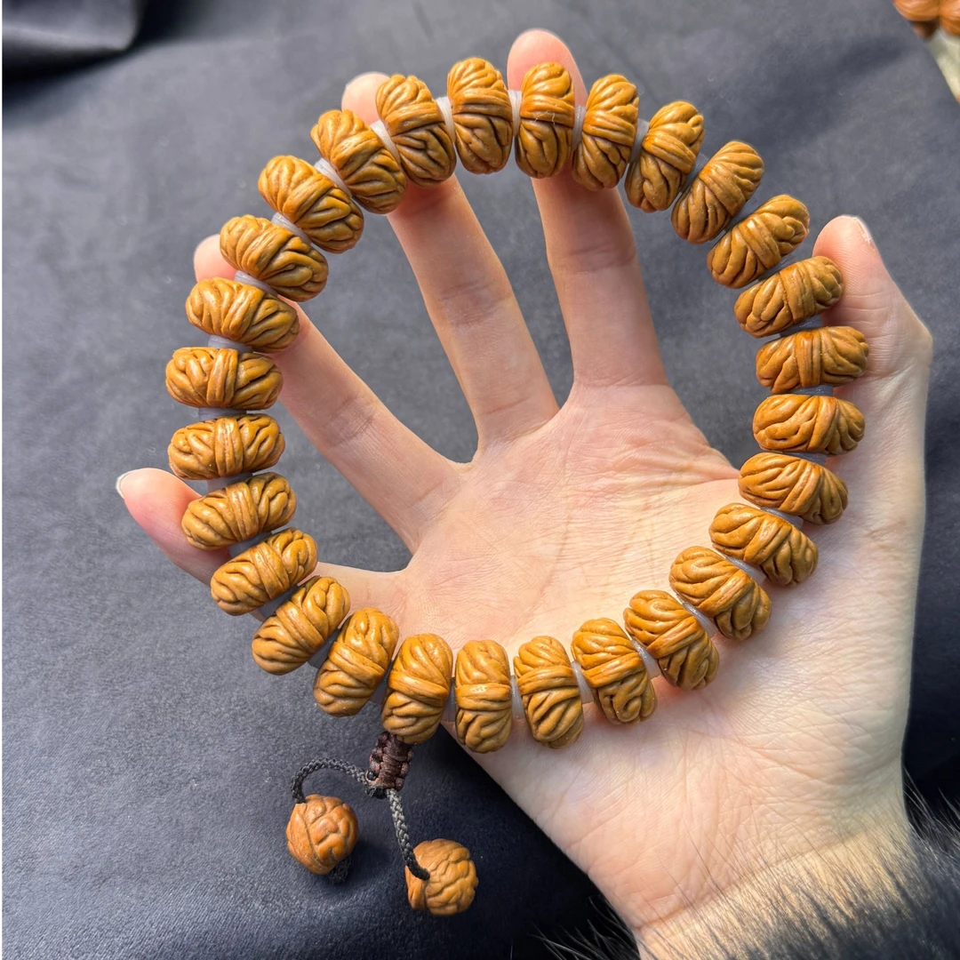 秦岭龙纹桃核矮桩祥云纹手持