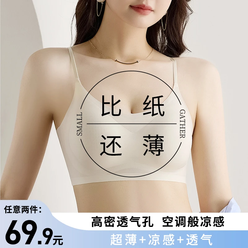 【两件任选】婉碧诗欧若风薄款无钢圈抹胸式文胸罩透气内衣凉感 夏