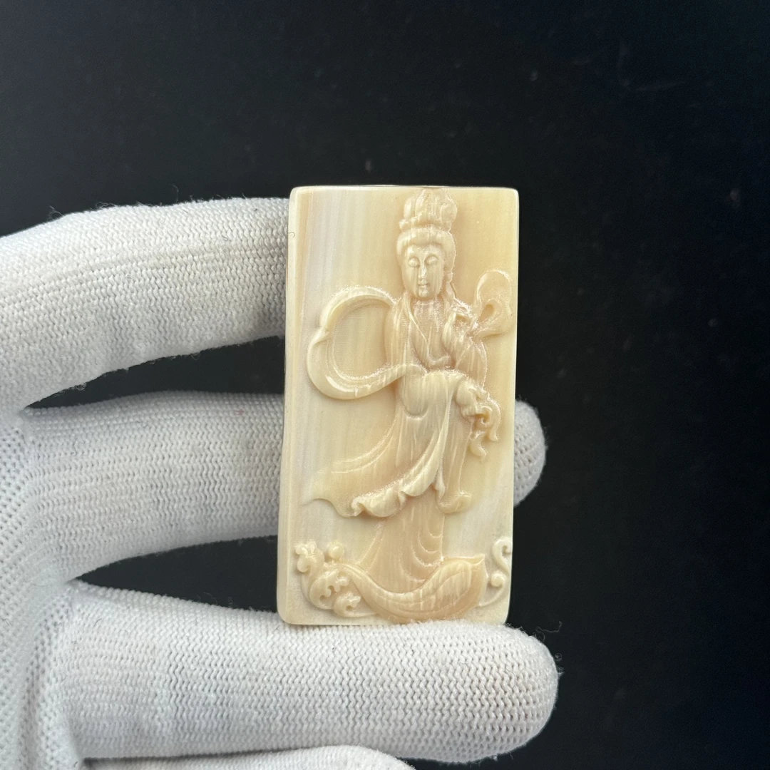 E5180天然猛犸雕刻牌31*59.5mm一物一图 支持鉴定 假一