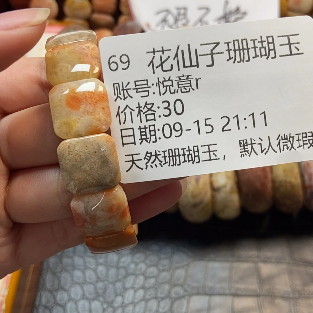 悦***r未镶嵌硅化珊瑚（珊瑚玉）珠宝半成品69
