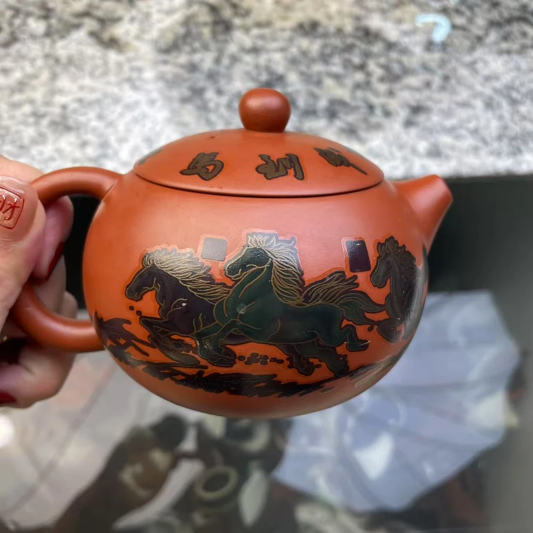 【闪购商品】朱泥马到成功变色凤鸣壶