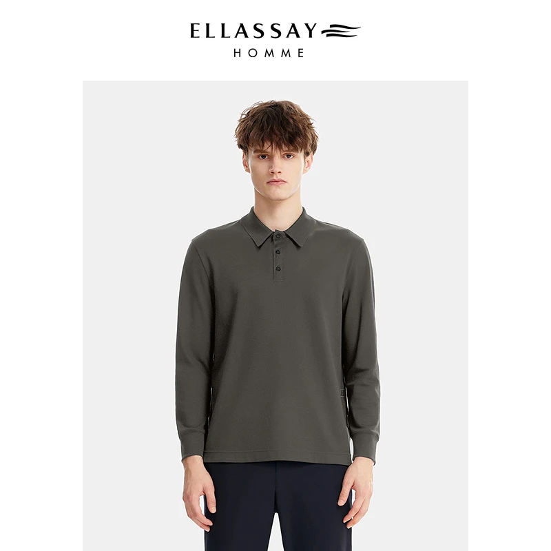 ELLASSAY歌力思男装秋冬新款珠地棉高级感索罗那翻领长袖Polo衫男