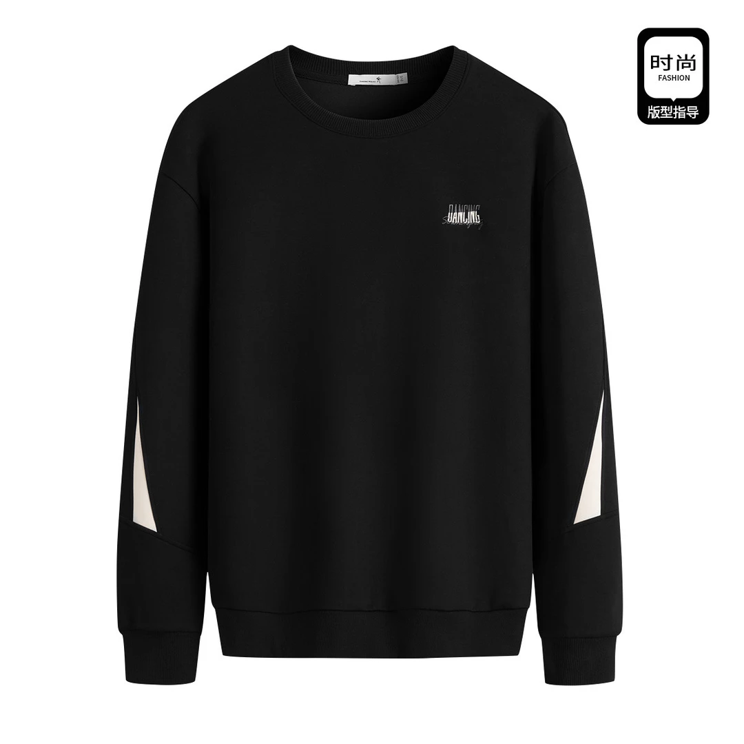 【易打理空气层】与狼共舞25秋季保暖亲肤圆领卫衣撞色上衣男长袖