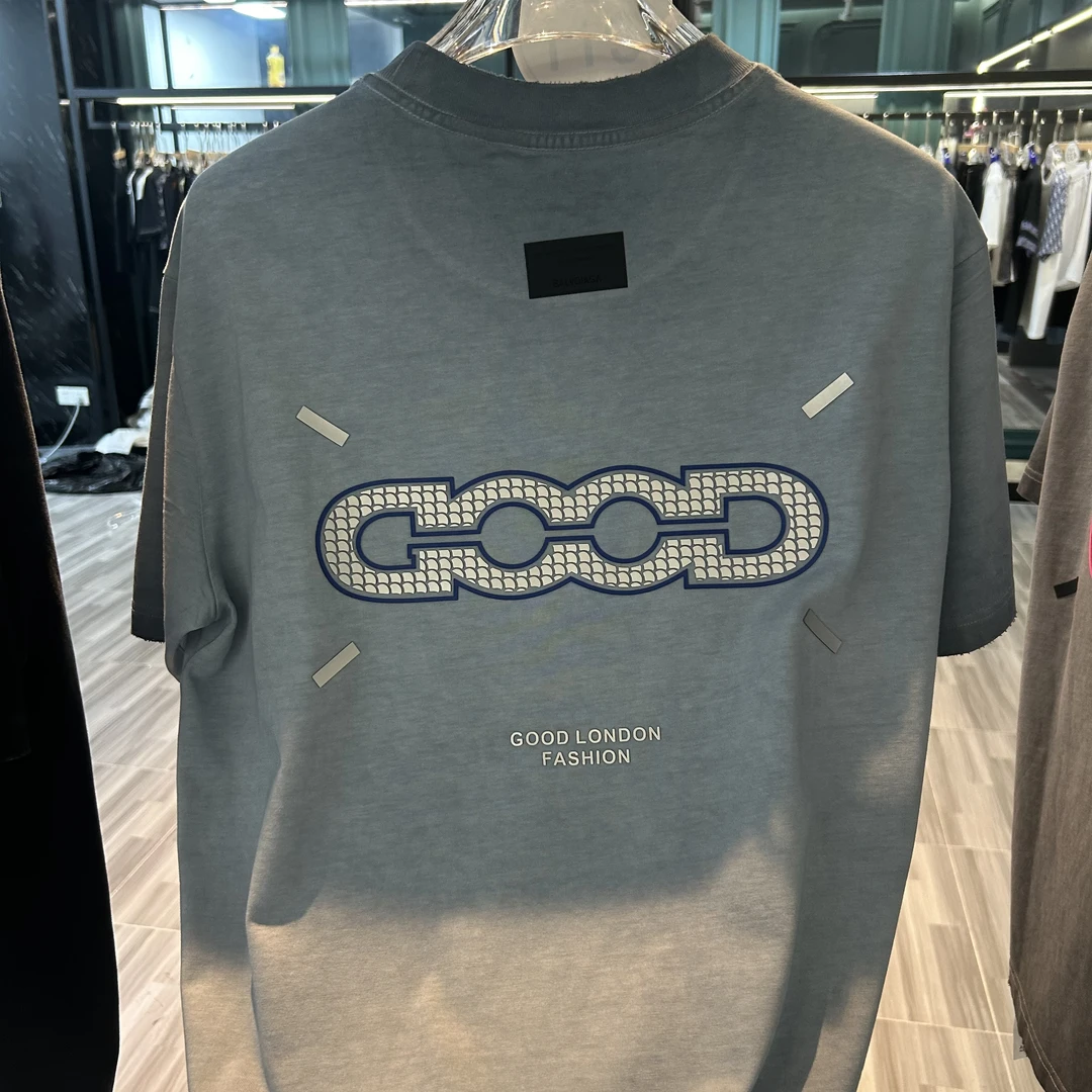 【高定]-情侣重工手绘工艺夏季修身匹马棉短袖-A003