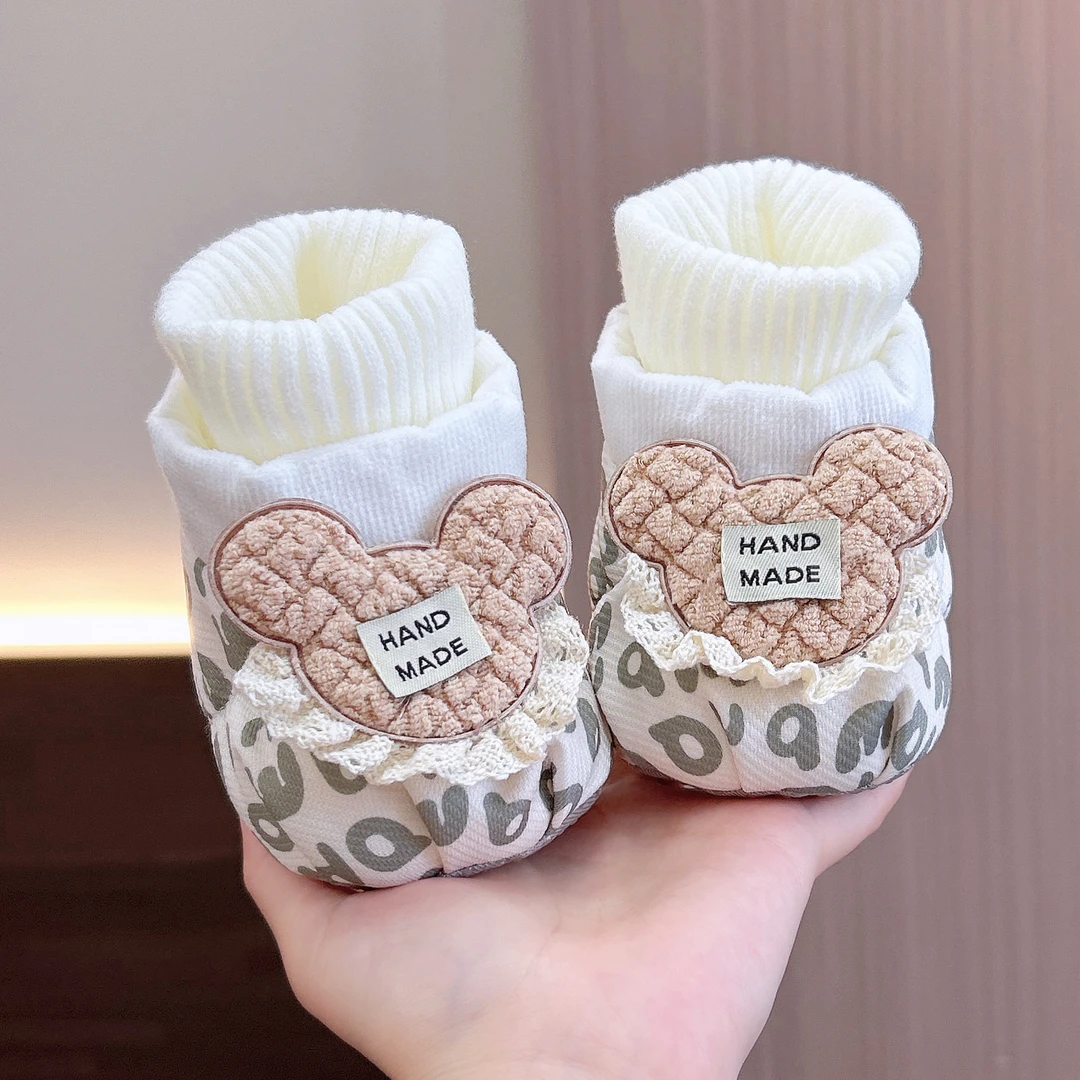 秋冬加绒加厚保暖棉鞋婴儿鞋袜口鞋软底棉靴宝宝抽绳步前不掉鞋子