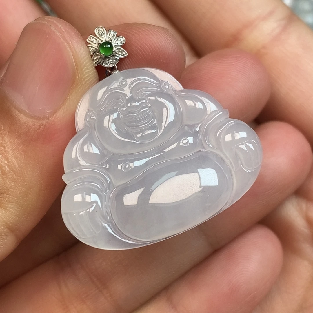 翡翠18K金镶嵌颈饰佛公