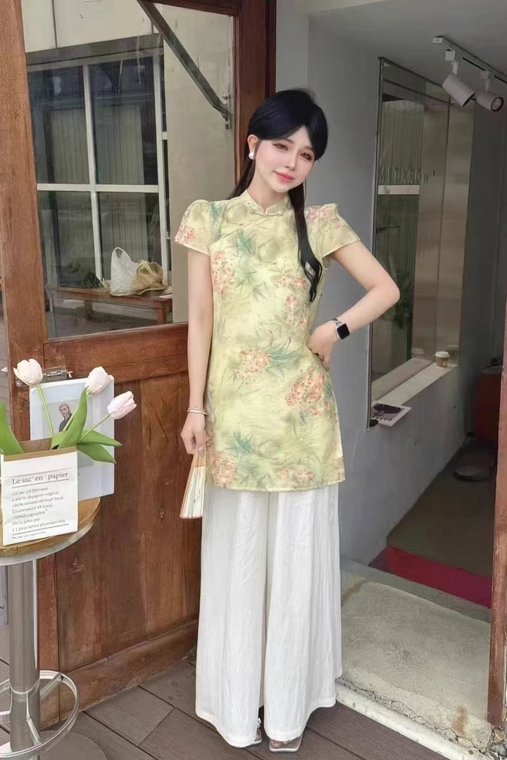 【钰姐精选】芊687-新中式改良式旗袍上衣显瘦气质网红复古提花