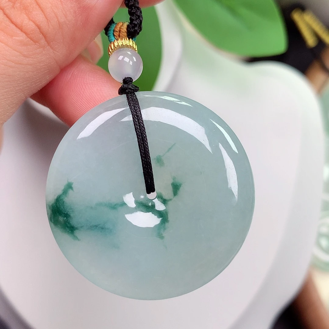 颈饰未镶嵌翡翠平安扣 37.1x6.3mm