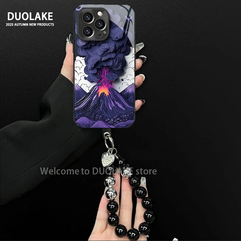 剪纸火山喷发适用苹果vivo华为oppo小米iPhone17电镀玻璃手机壳潮