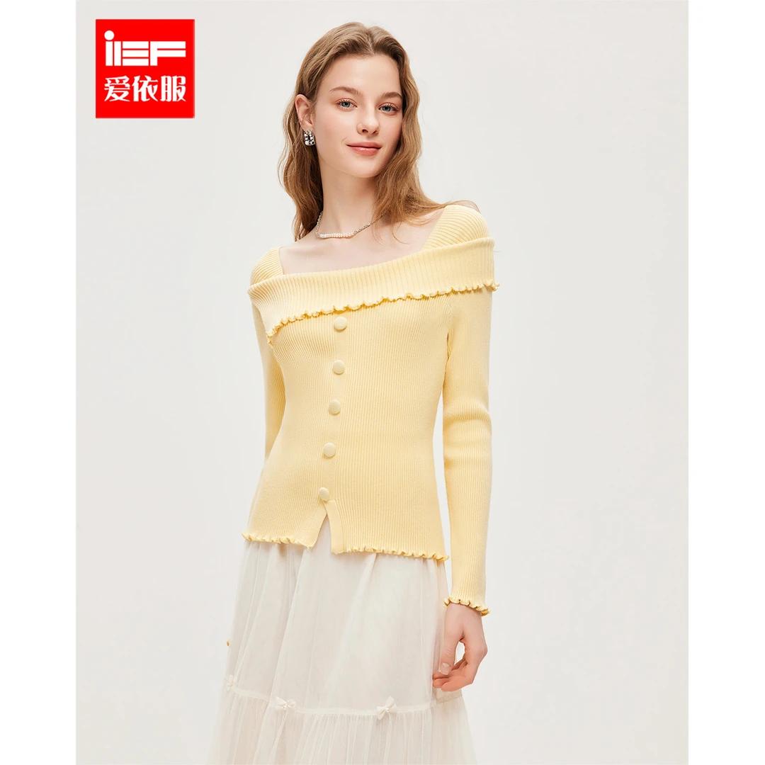 IEF/爱依服2025冬春新款法式温柔小女人气质修身通勤百搭毛织上衣