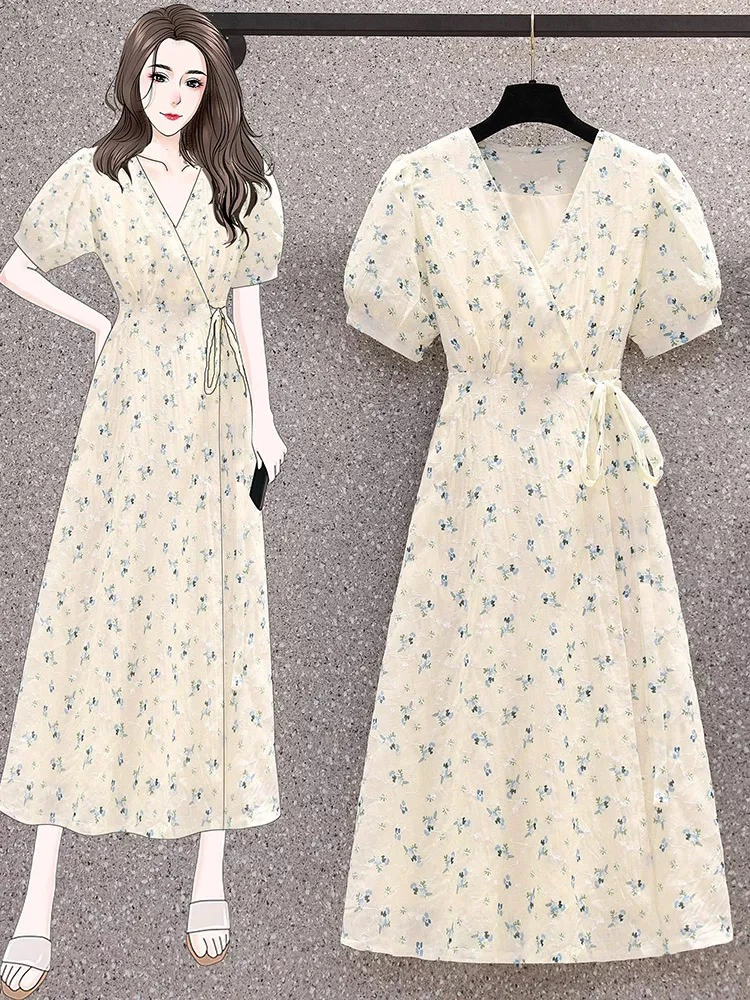 C（1331—1340）法式碎花显瘦收腰中长气质裙子