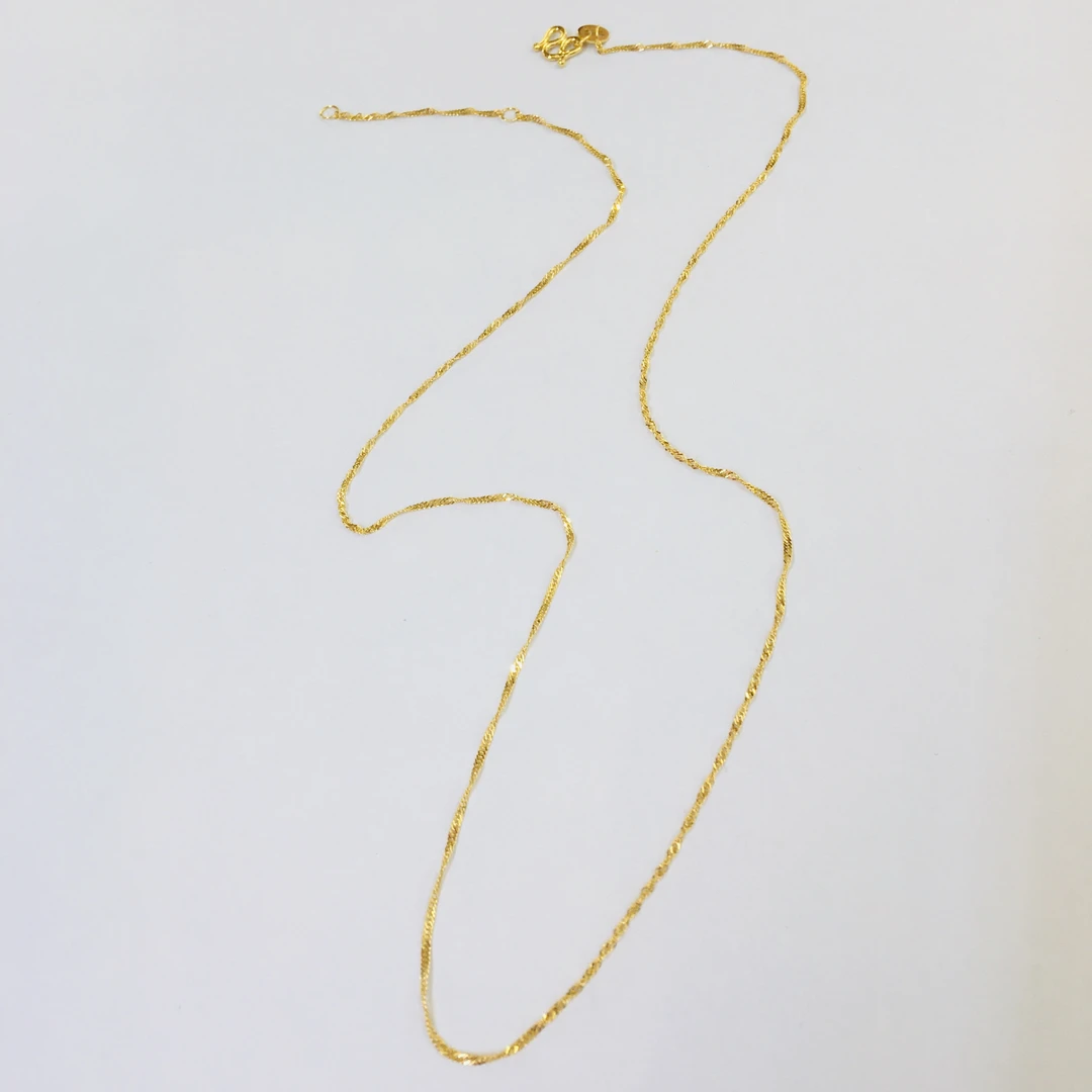 黄金足金999水波纹项链