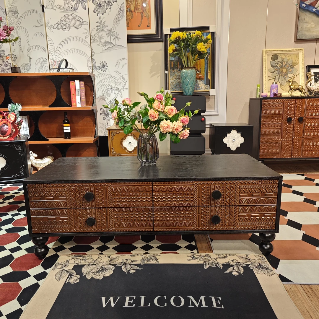 【巴达洛克茶几】新中式雕花收纳柜客厅门厅玄关复古茶几