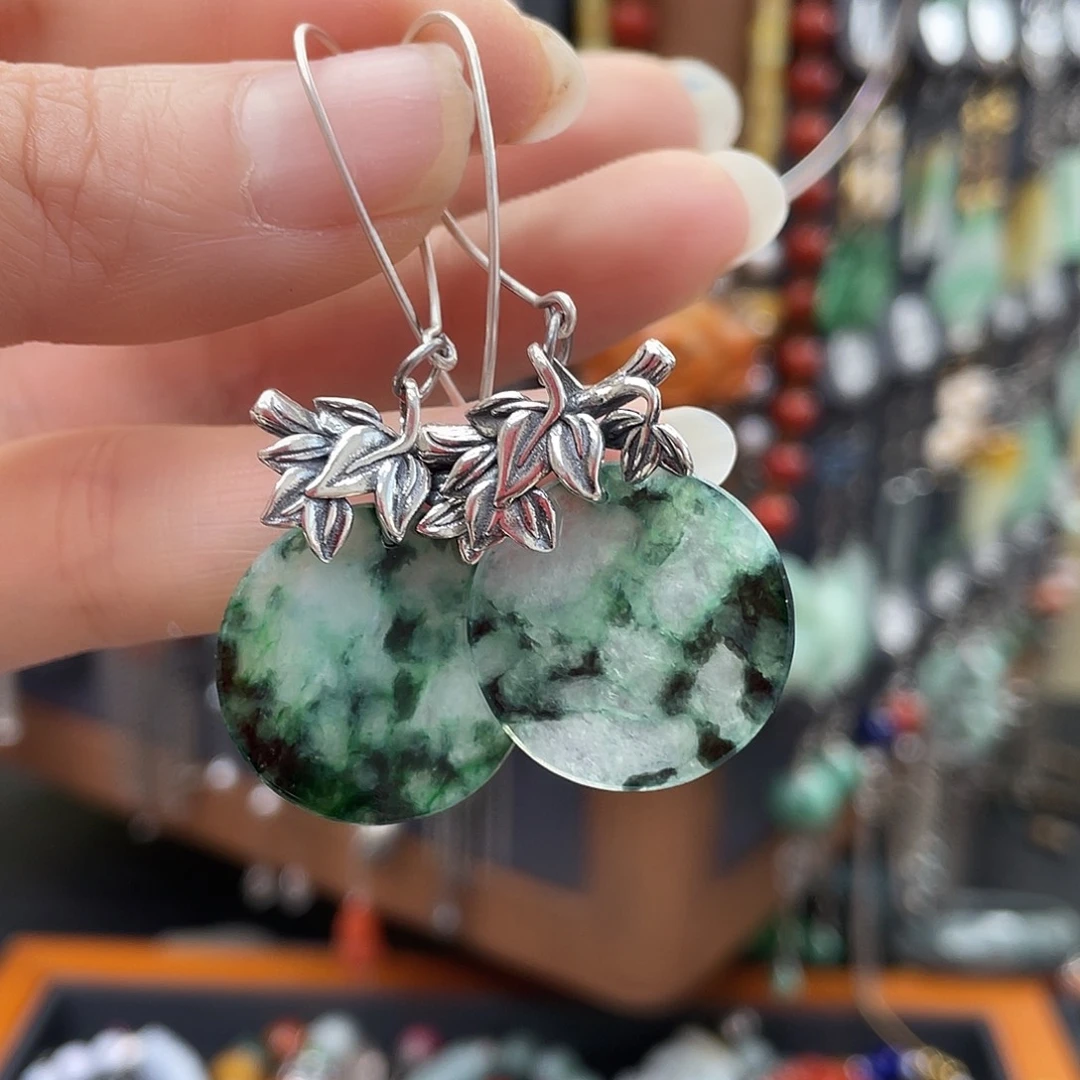 翡翠耳饰银S925镶嵌优****店149hjmjjjhj