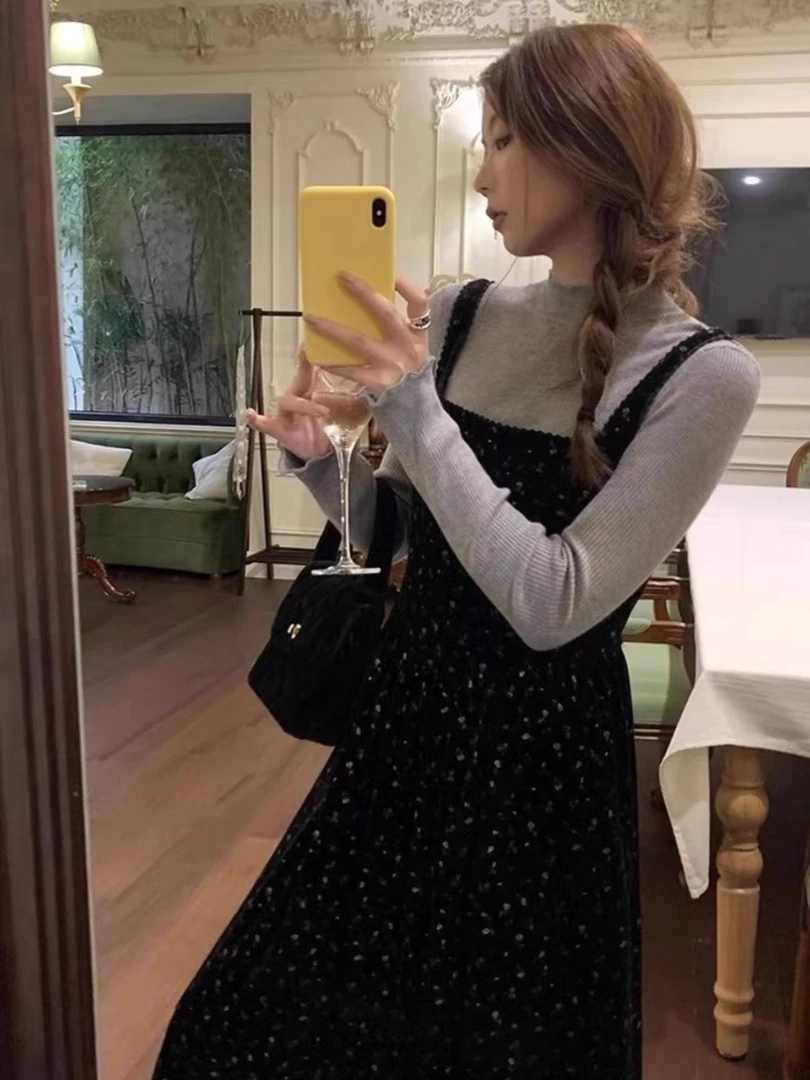 3R23-1661设计感半高领打底上衣女秋冬修身甜美内搭毛衣