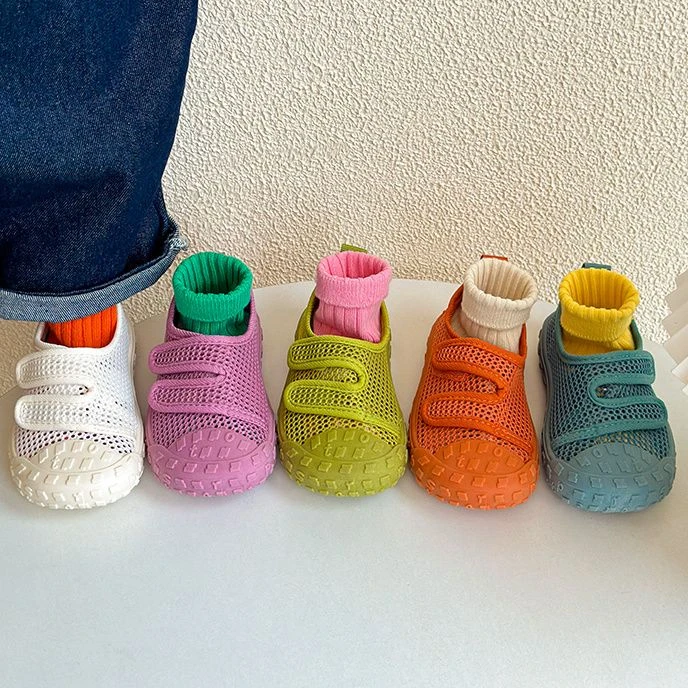 儿童网鞋糖果色女童包头凉鞋夏季韩版幼儿园软底室内鞋男童运动鞋