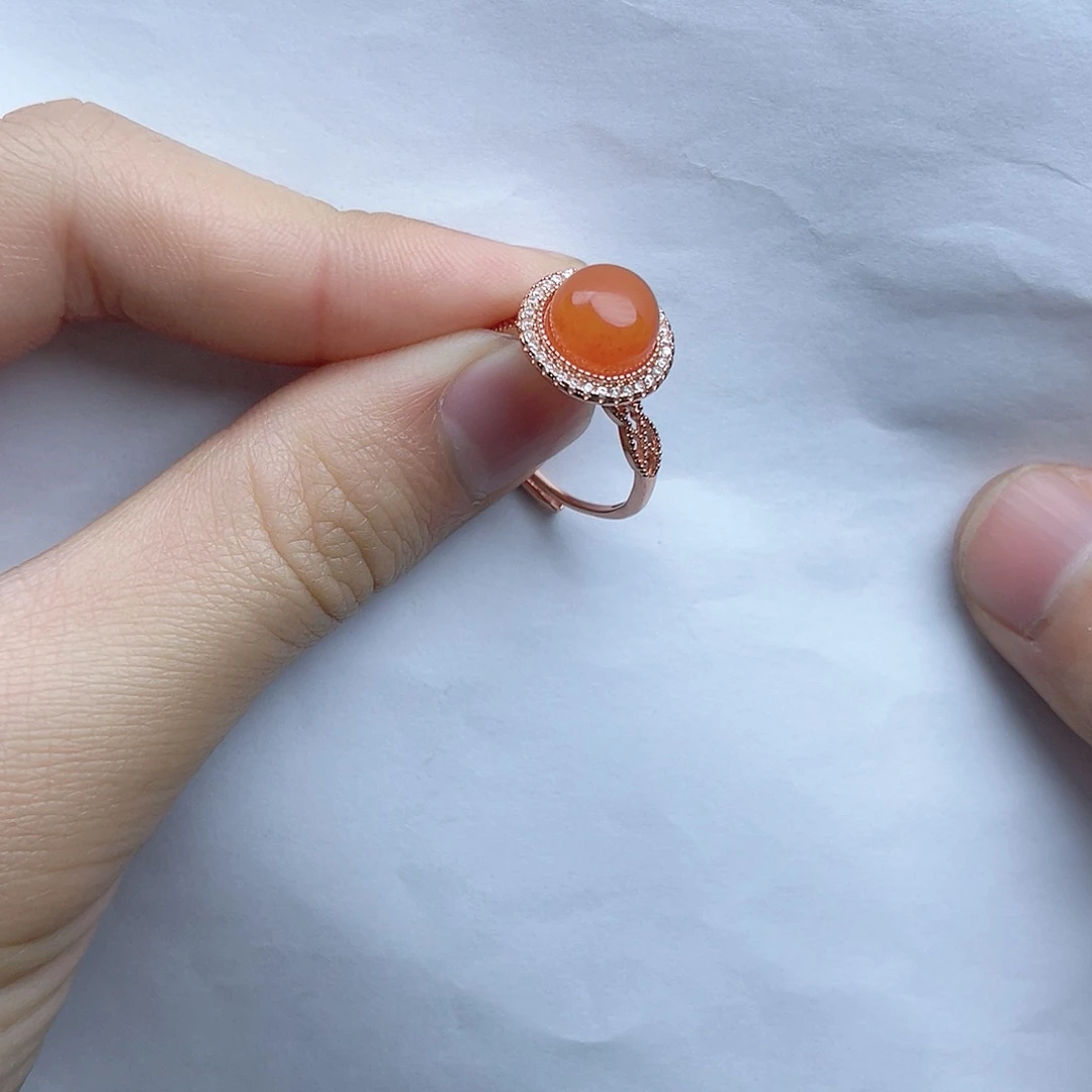 南红玛瑙戒指。k k银S925镶嵌