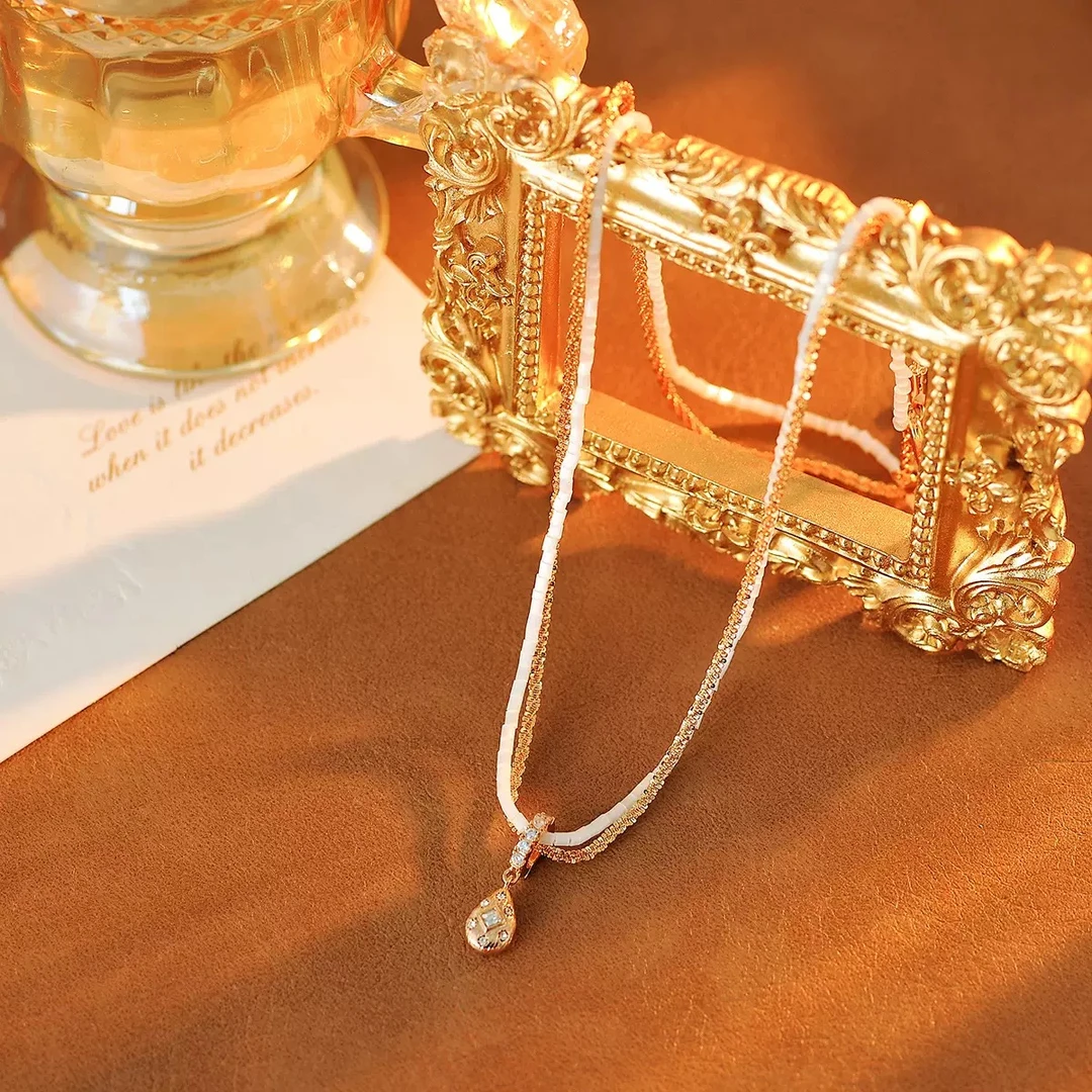 铜合金项链 轻奢时尚水滴双重高级项链XL020017