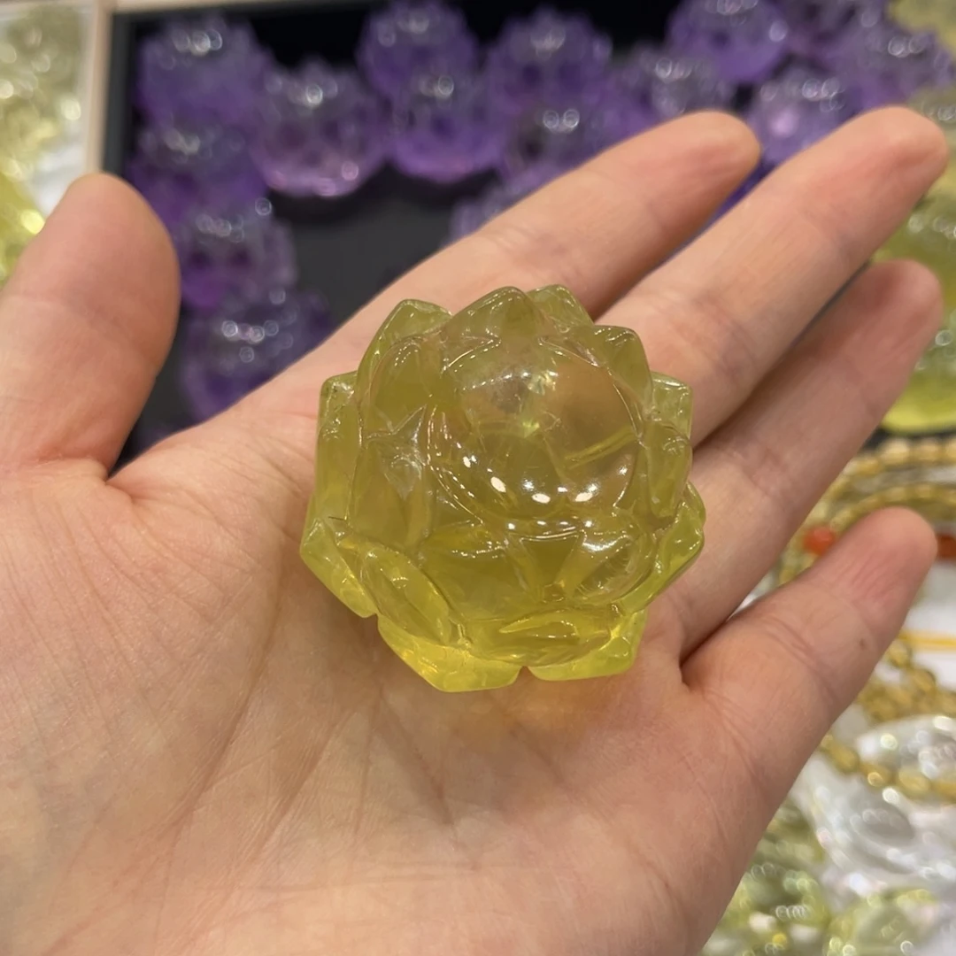 黄晶莲花底座未镶嵌