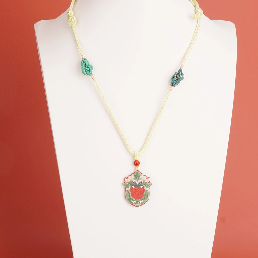 含辰砂工艺品彩绘红砂朱砂山鬼吊坠手工八股项链原创男女