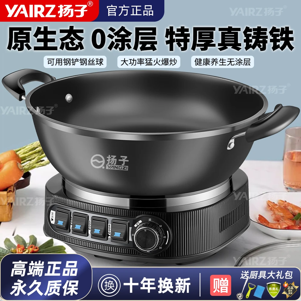 扬子纯铸铁电炒锅多功能一体电炒蒸煮万能锅电煮锅电火锅新款电锅
