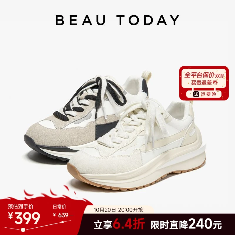 【BeauToday】夹心奶油阿甘鞋老爹鞋女厚底休闲鞋29439