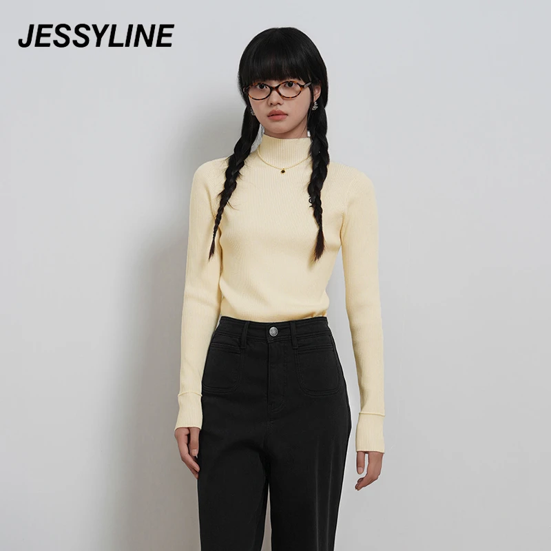 jessyline冬季潮流新款 杰茜莱修身套头针织衫毛衣 443104073