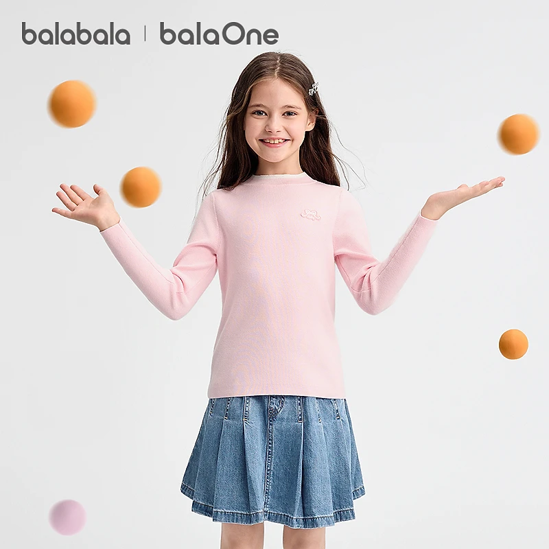 【balaOne】巴拉巴拉童装儿童毛衣女童2025新春秋装打底衫毛衫套头