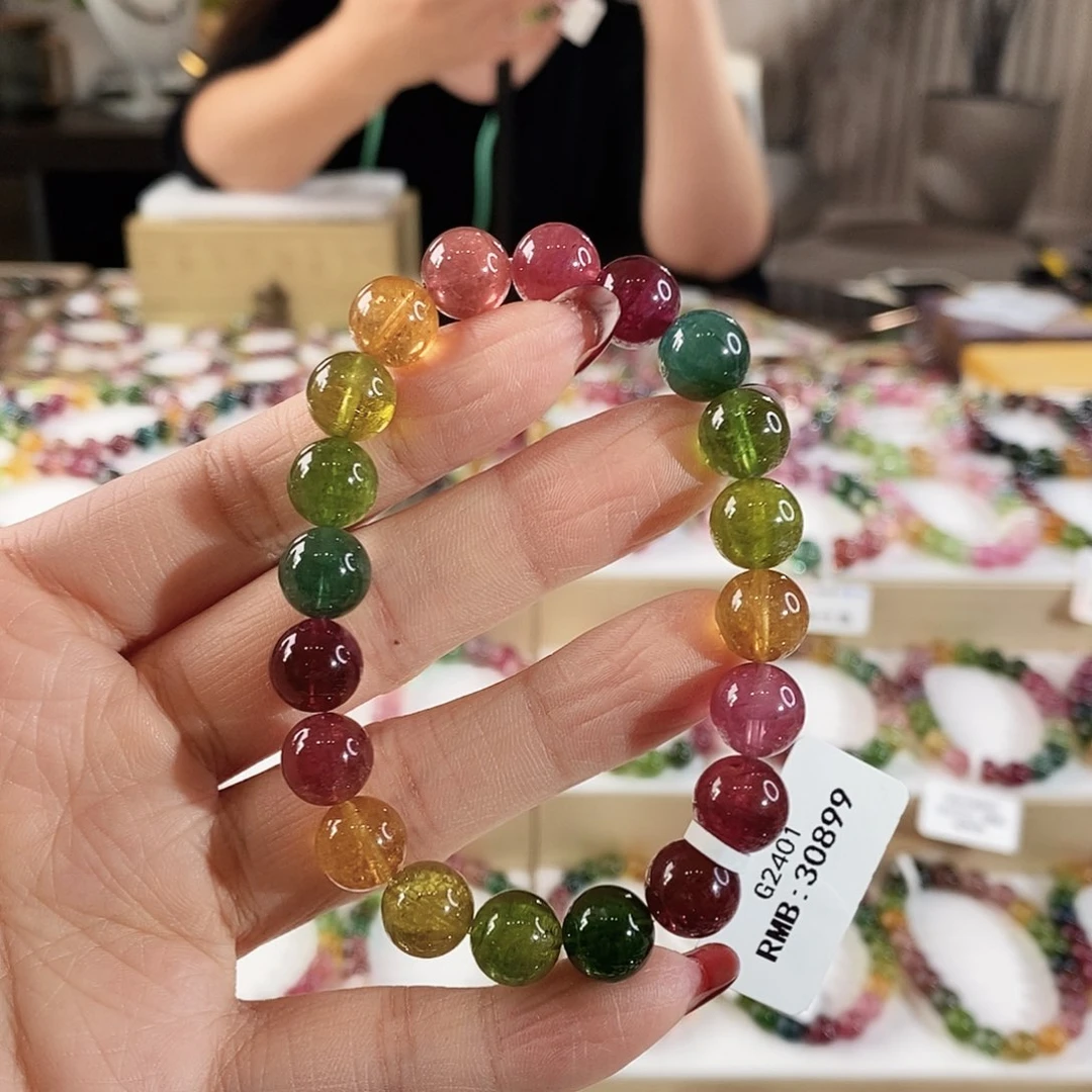 碧玺手串未镶嵌G2401单圈颜色微差