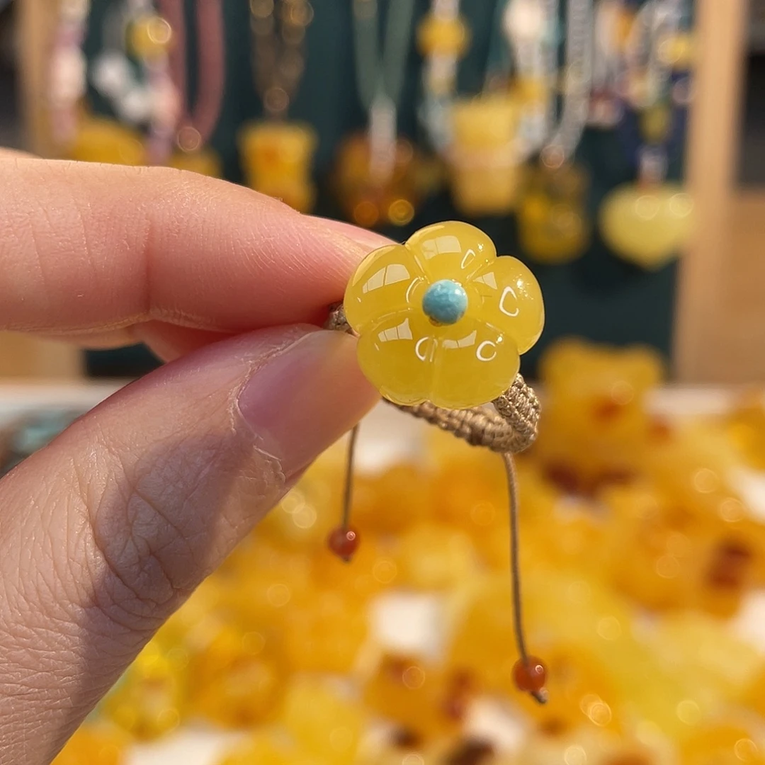 琥珀未镶嵌裸石戒指