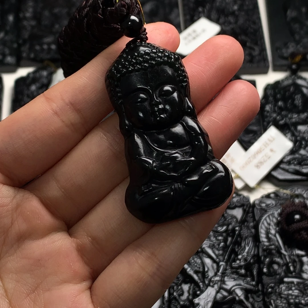天然缅甸a货钢琴黑挂件