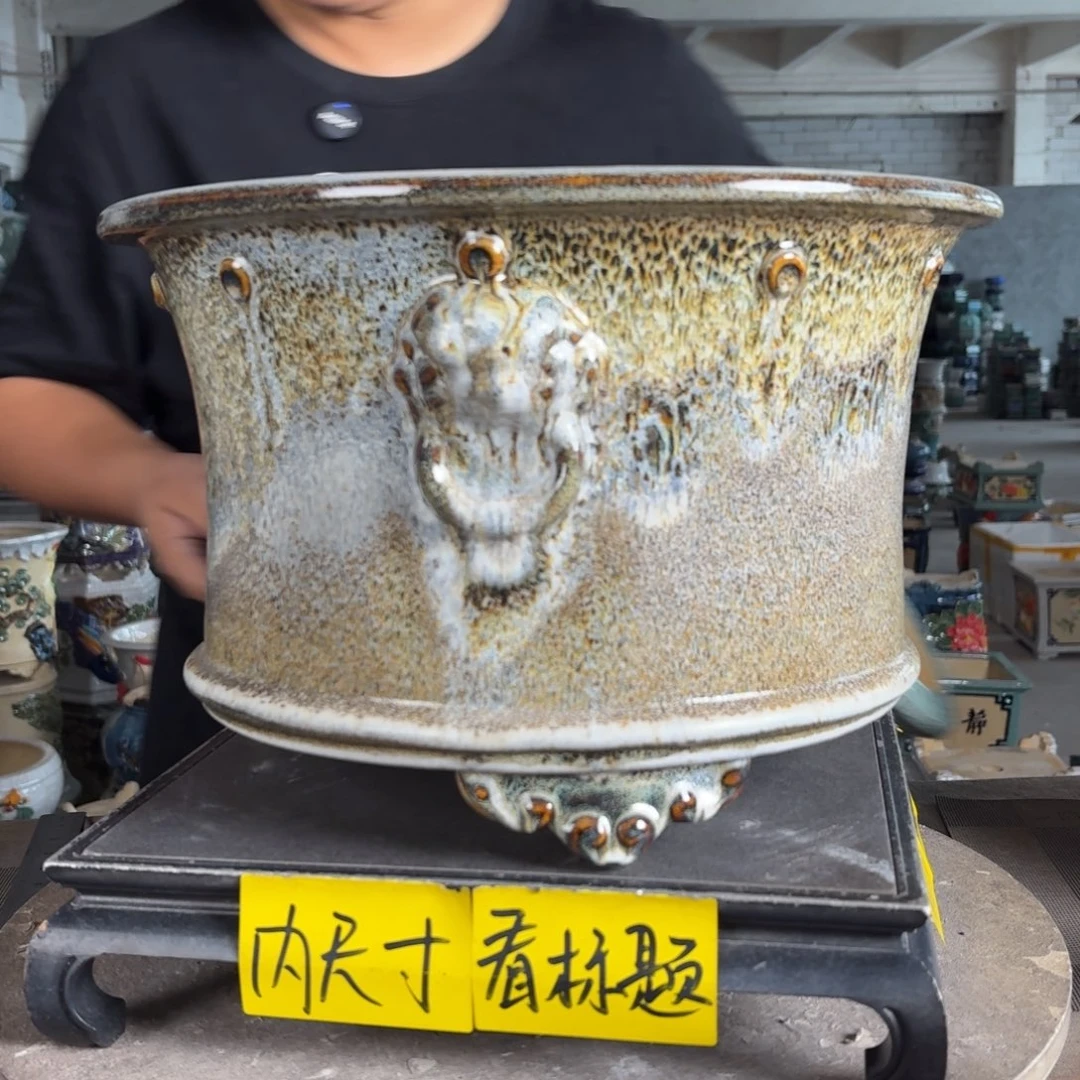 胡***糊。一风堂石湾花盆 瑕疵