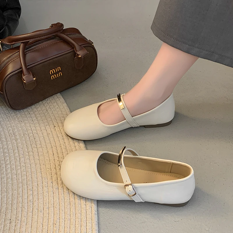 慕她秀2025超火单鞋女仙女风时尚平底玛丽珍鞋软底配裙子豆豆鞋