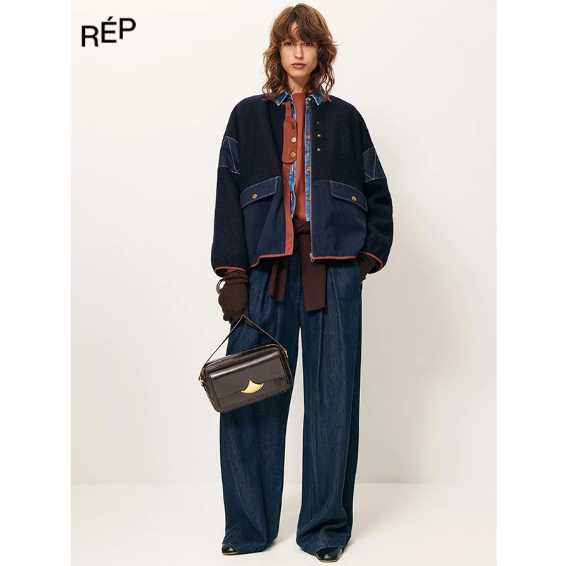 REP-SESSUN设计师品牌藏青拼接时尚外套 25FW（NO退支持换码换款）