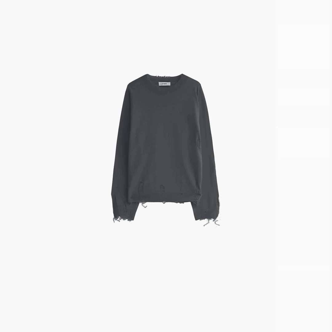 ETHOR 25早春 设计师品牌 做旧破洞长袖针织衫 SOLSOL买手店