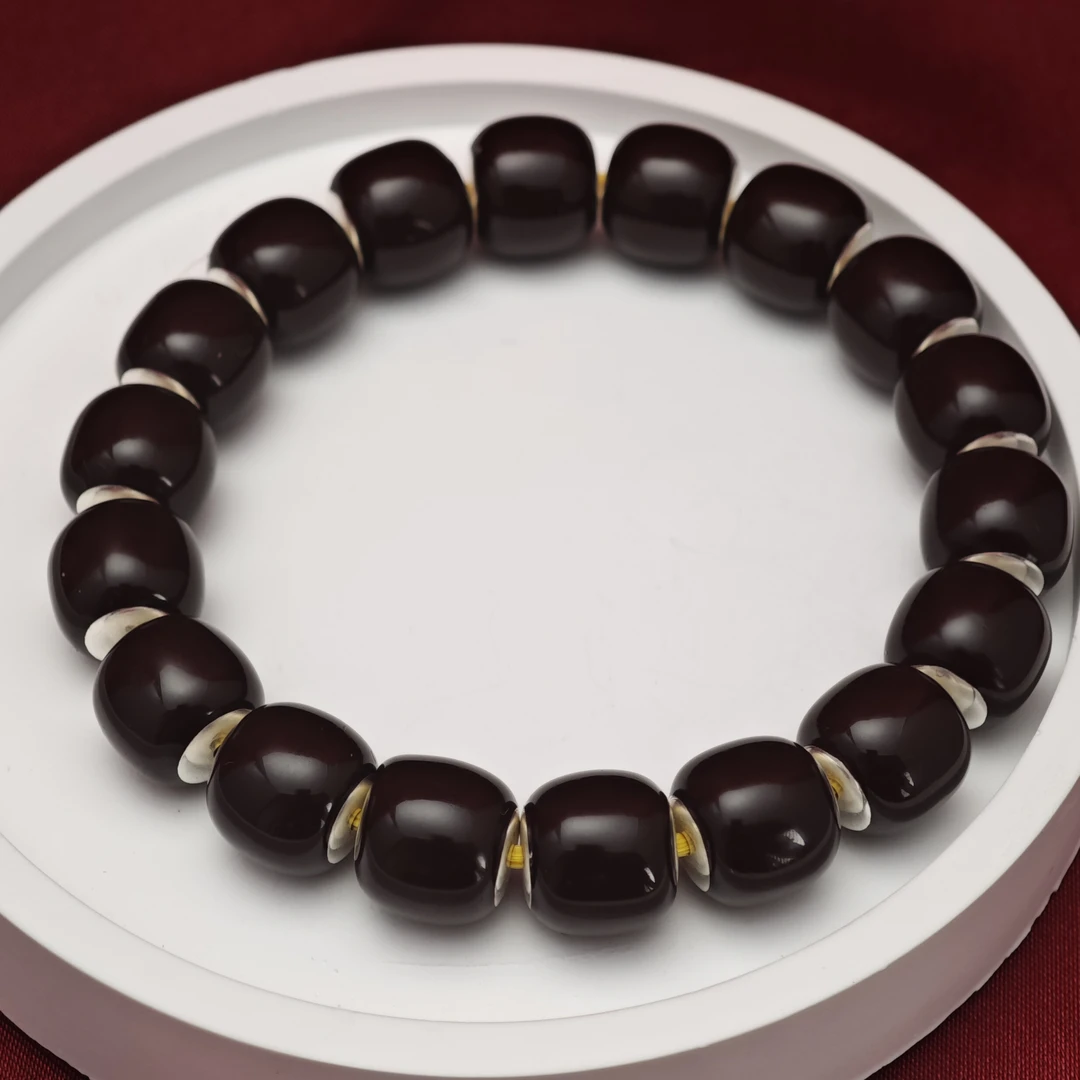 足银珐琅银制品 刘爷专属 卡12深咖变红老型手串温感变色活动