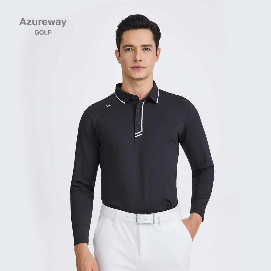 乐为25422高尔夫男装秋季长袖翻领速干运动休闲修身polo衫秋季