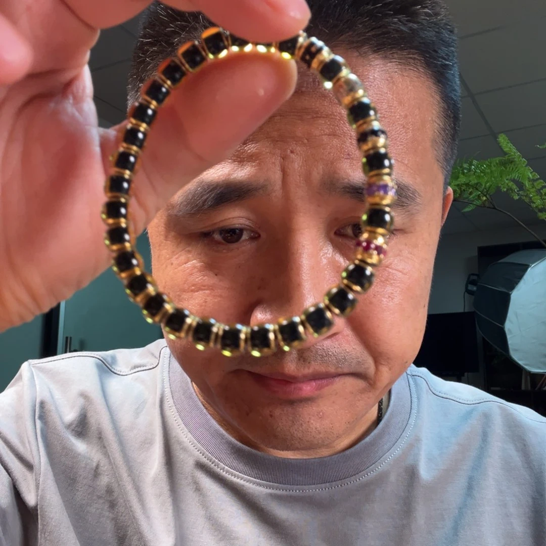银S925镀金镶嵌琥珀手链大舍蓝调