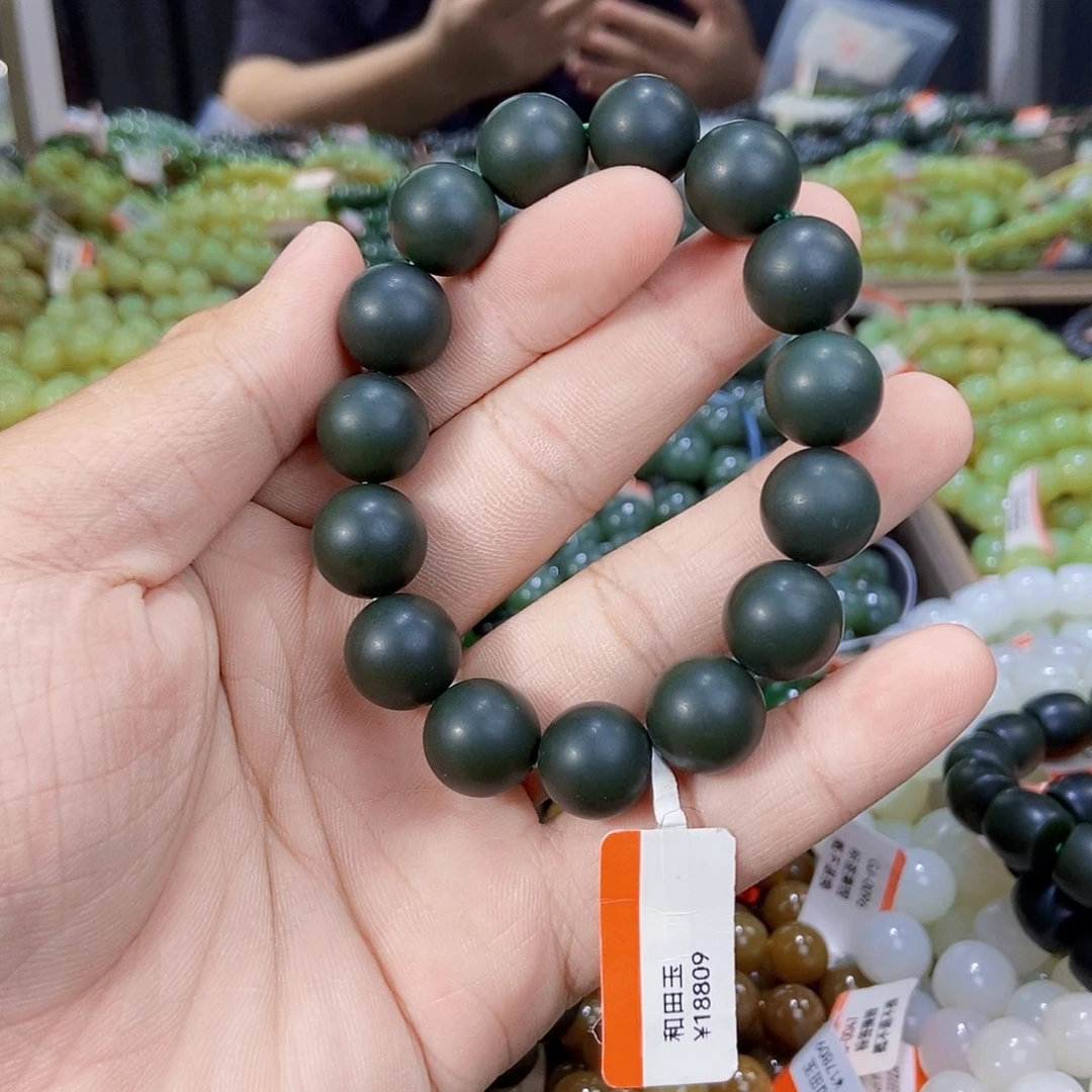 未镶嵌手串和田玉纯天然卡14新疆且末料沙枣青多样性发一