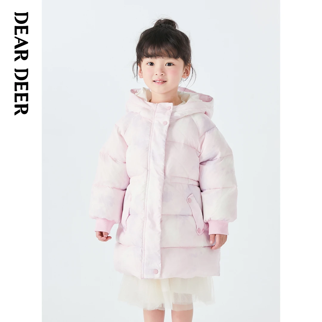 【直播清】迪迪鹿女小童冬季白色连帽羽绒服C223423409