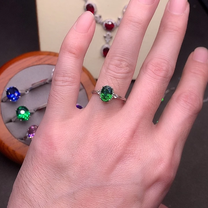 绿色碧玺戒指银S925镶嵌