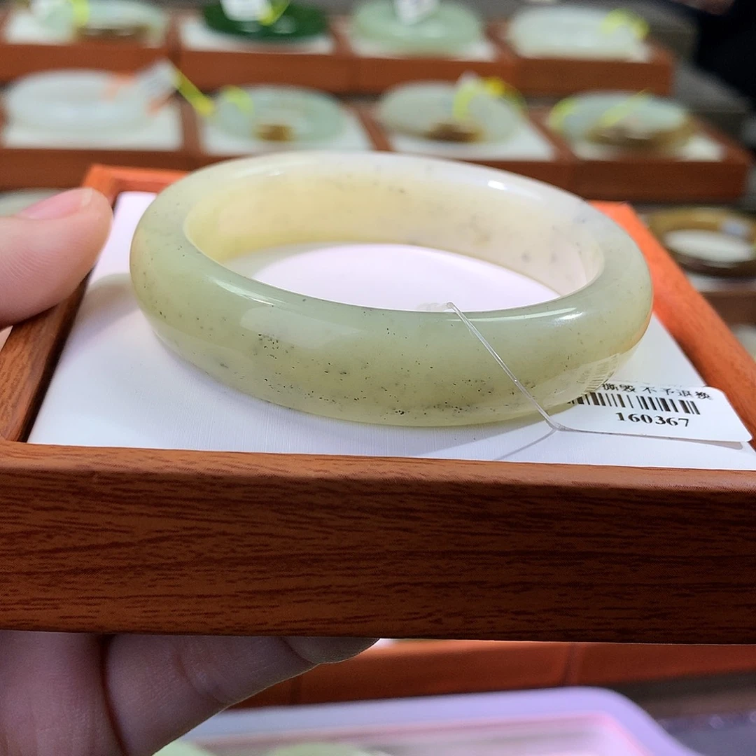 和田玉未镶嵌手镯56 黄口青花