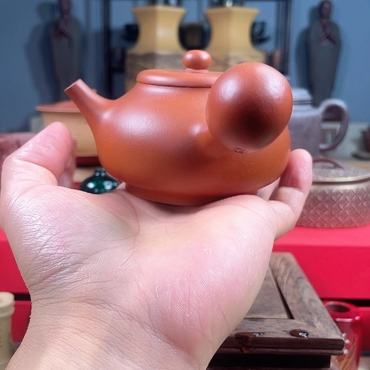 紫砂茶杯侧把壶朱泥微瑕