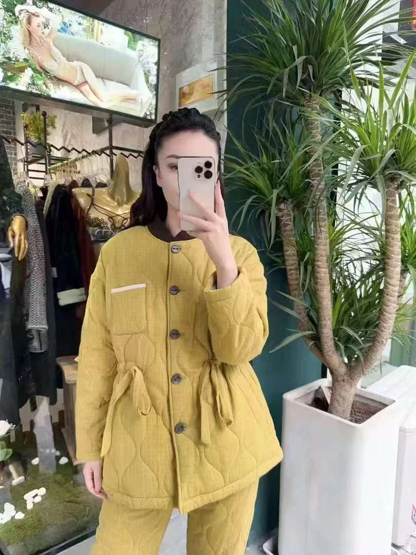 韩绿三层夹棉加厚家居服可外穿24671