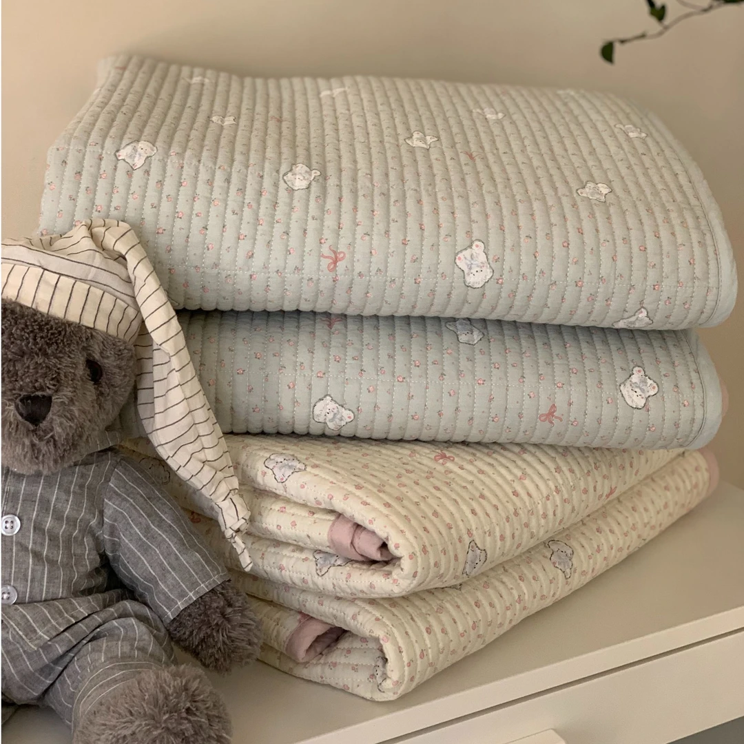 韩国大鹅全棉慕斯ins单床盖大鹅家花花狗绗缝榻榻米床垫加厚床单