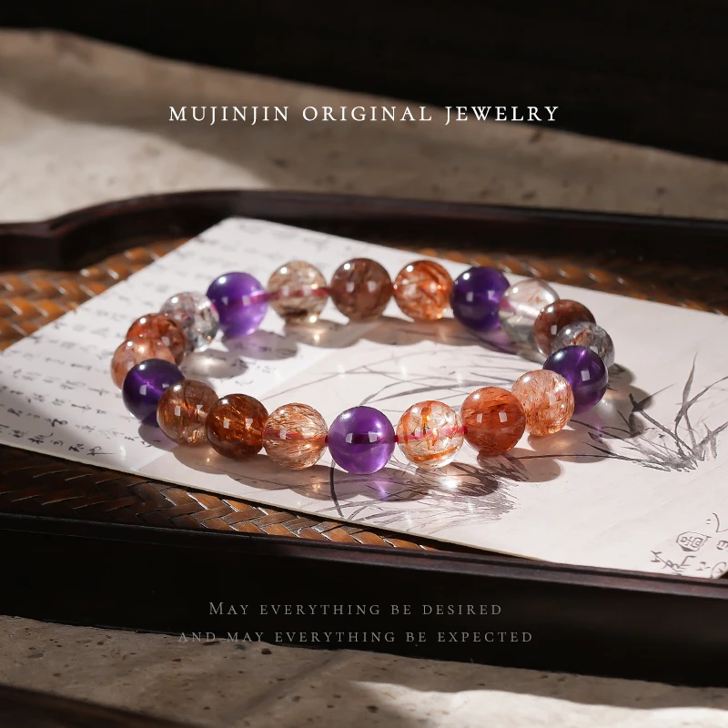 天然水晶黑彩黑金超9m女生手链气质精致串珠手串CC1160