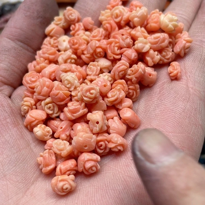 玛瑙/玉髓合金珠宝半成品6个半孔三姑娘玫瑰花