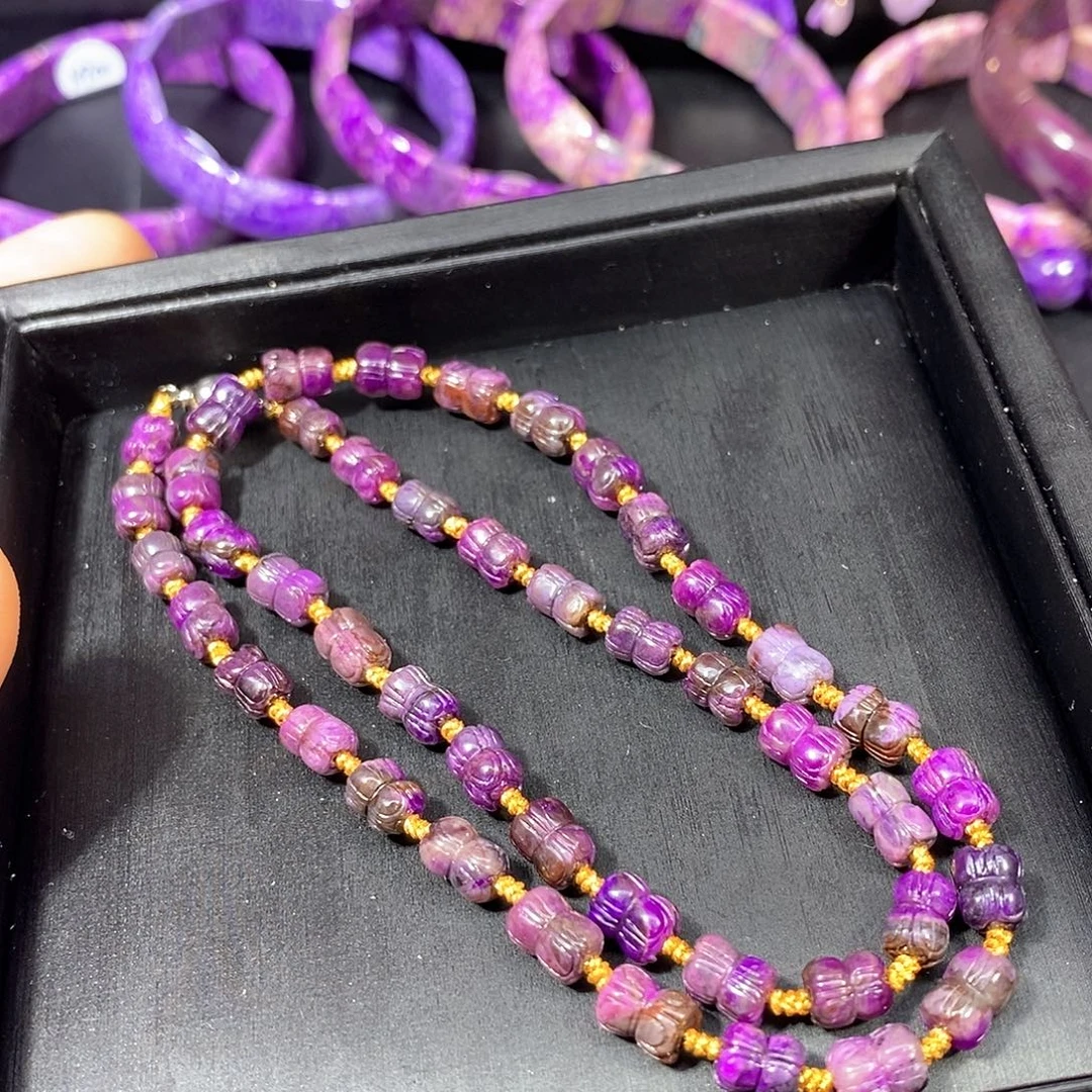 苏纪石（舒俱来）未镶嵌南非舒俱来并蒂莲项链