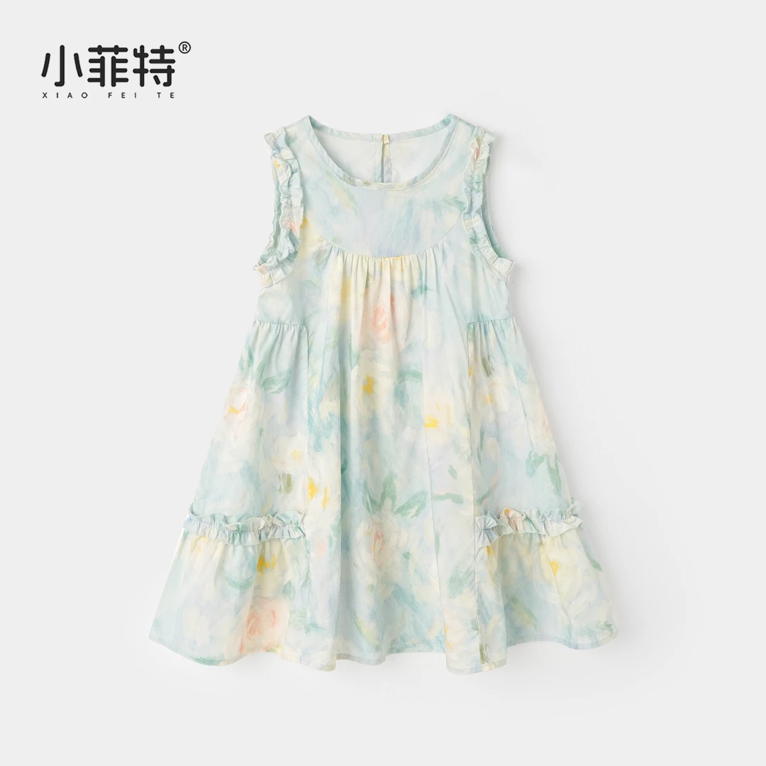 小菲特夏季新款女童韩版纯棉无袖连衣裙小女孩裙子薄款BGQX51482